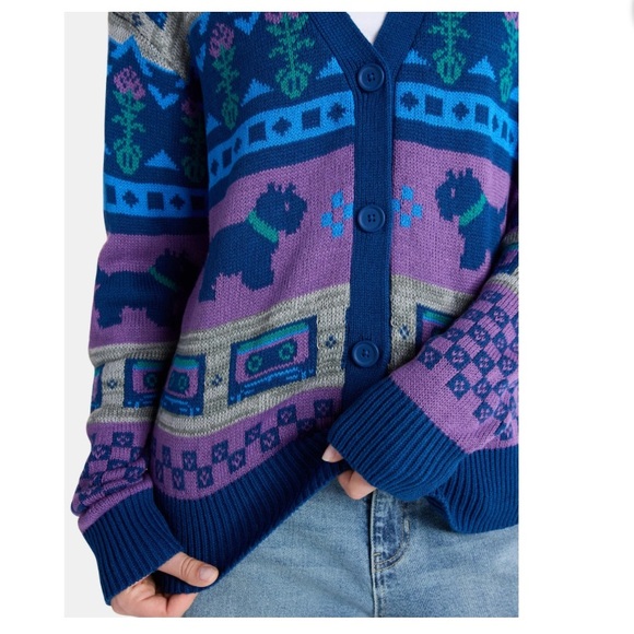 Netflix Stranger Things Slouchy Cardigan Scotty Terrier Women’s Medium NEW - Picture 5 of 7